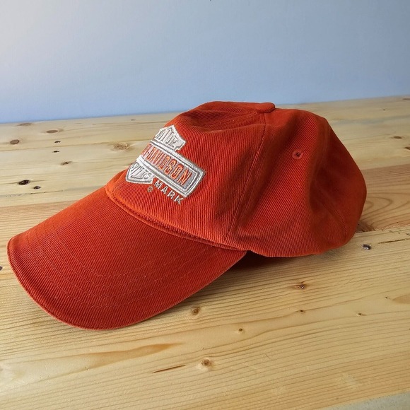 Harley-Davidson Hat Cap Big Logo Orange Motorcycles Biker Adjustable Strap - Picture 4 of 9